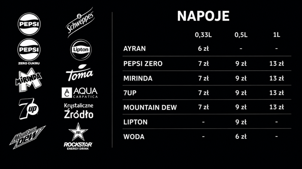 menu napoje